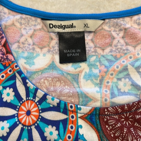 Desigual | Blue Floral Sleeveless Stretch Dress | Rare Design | XL - Picture 6 of 11